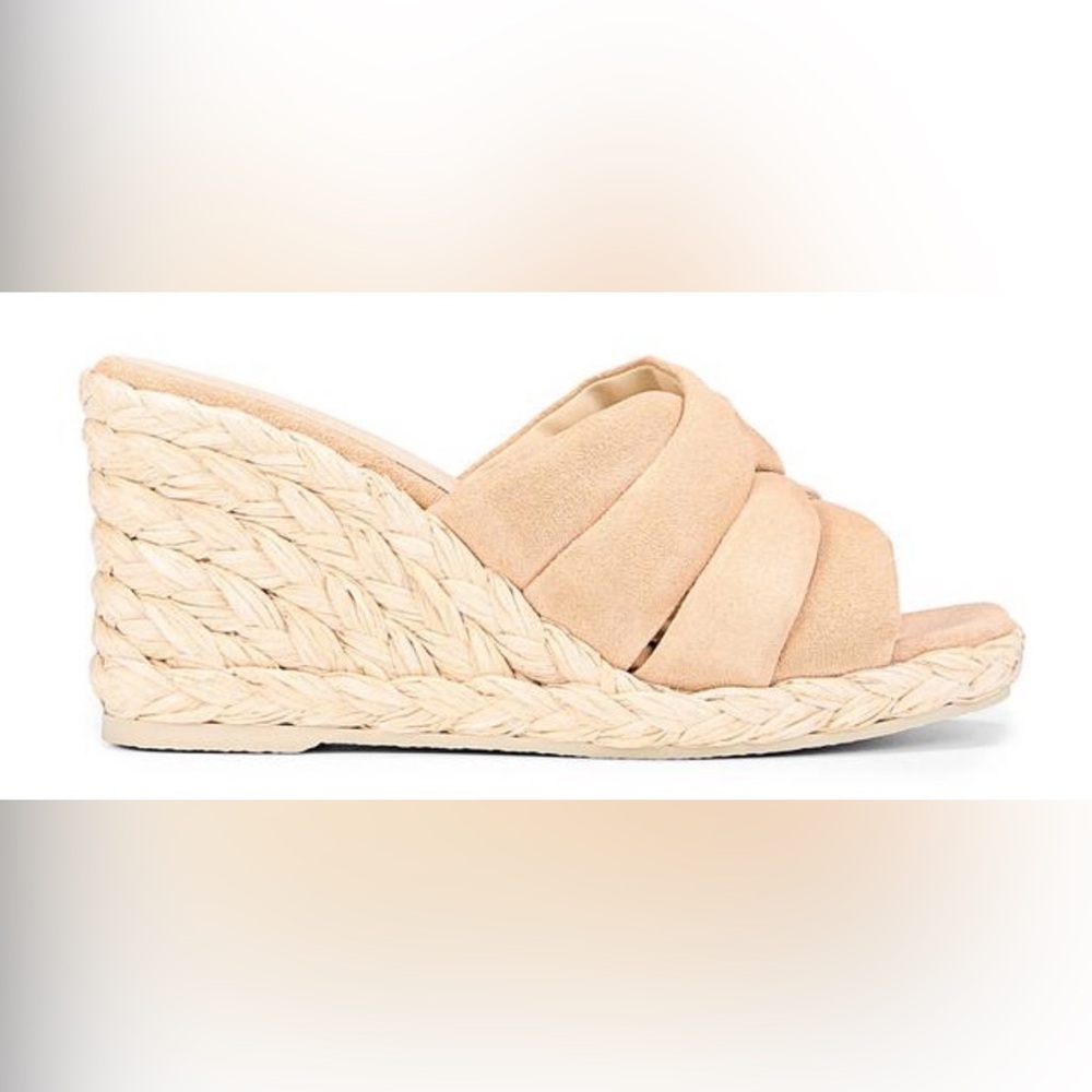 NEW [Vince] Gilian Suede Woven Wedge Heel Espadrille Padded Sandals Women’s 8 - Picture 3 of 13